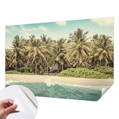 Papel de parede autocolante para sala com estampado de praia tropical