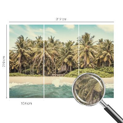 Papel de parede autocolante para sala com estampado de praia tropical