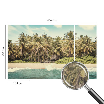 Papel de parede autocolante para sala com estampado de praia tropical