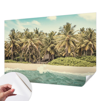 Papel de parede autocolante para sala com estampado de praia tropical