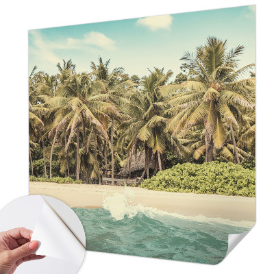 Papel de parede autocolante para sala com estampado de praia tropical