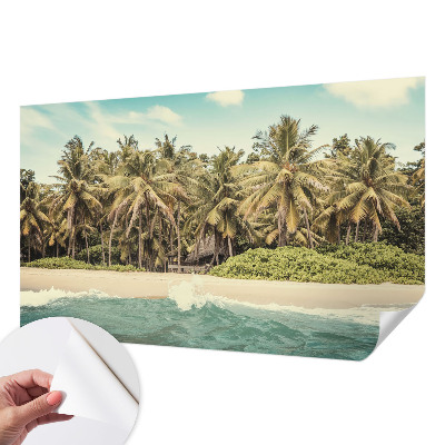 Papel de parede autocolante para sala com estampado de praia tropical
