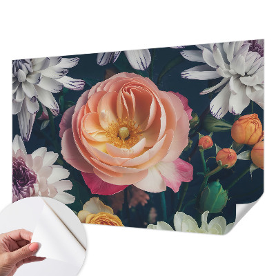 Papel de parede autocolante para quarto com padrão Harmonia floral para decoração de paredes