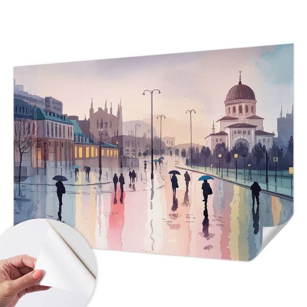 Papel de parede autocolante para quarto Uma caminhada na chuva