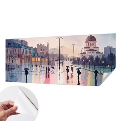 Papel de parede autocolante para quarto Uma caminhada na chuva