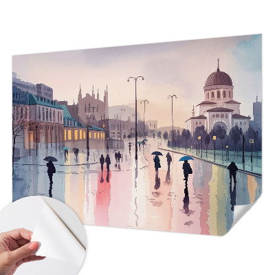 Papel de parede autocolante para quarto Uma caminhada na chuva