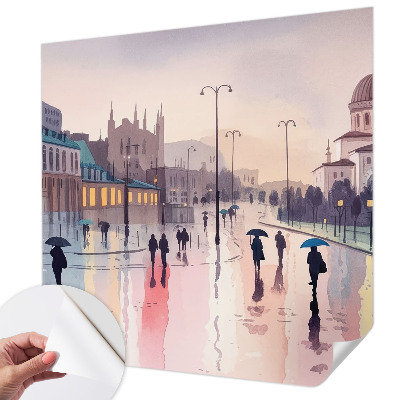 Papel de parede autocolante para quarto Uma caminhada na chuva