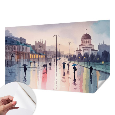 Papel de parede autocolante para quarto Uma caminhada na chuva