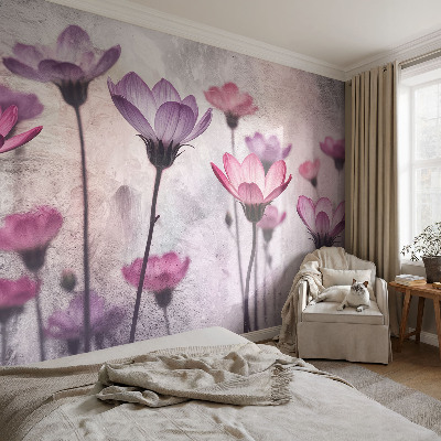 Autocolante de parede fotográfico Flores em tons pastel
