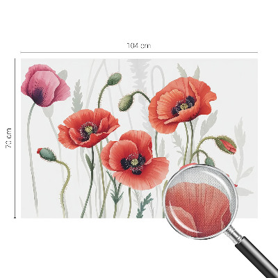 Papel de parede autocolante para sala papoulas vermelhas