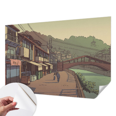 Papel de parede infantil com paisagem em tons pastel