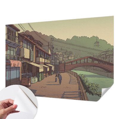 Papel de parede infantil com paisagem em tons pastel