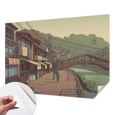 Papel de parede infantil com paisagem em tons pastel