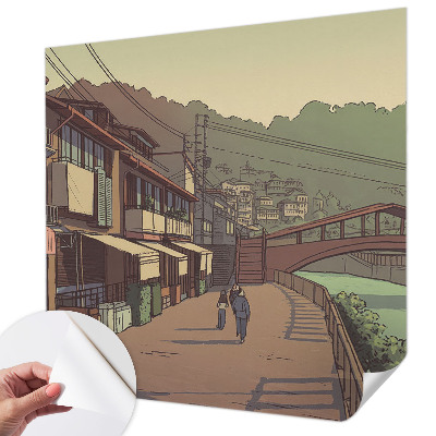 Papel de parede infantil com paisagem em tons pastel