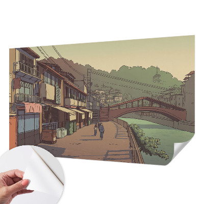 Papel de parede infantil com paisagem em tons pastel