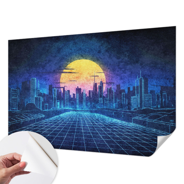 Autocolante de parede fotográfico com paisagem futurista