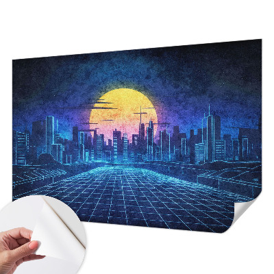Autocolante de parede fotográfico com paisagem futurista