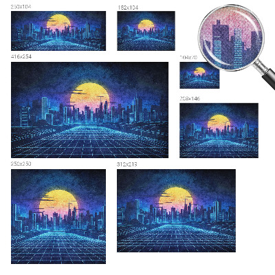 Autocolante de parede fotográfico com paisagem futurista