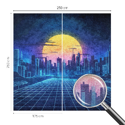Autocolante de parede fotográfico com paisagem futurista