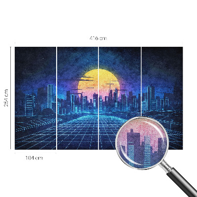 Autocolante de parede fotográfico com paisagem futurista