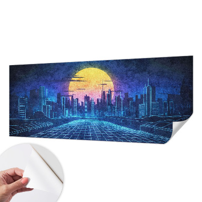 Autocolante de parede fotográfico com paisagem futurista
