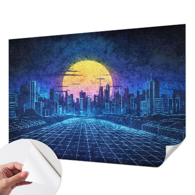 Autocolante de parede fotográfico com paisagem futurista
