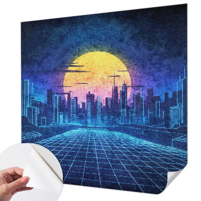Autocolante de parede fotográfico com paisagem futurista