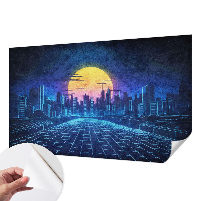Autocolante de parede fotográfico com paisagem futurista