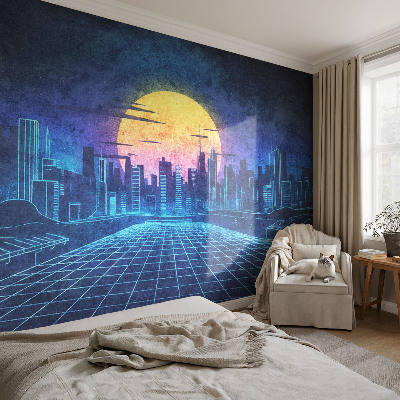 Autocolante de parede fotográfico com paisagem futurista