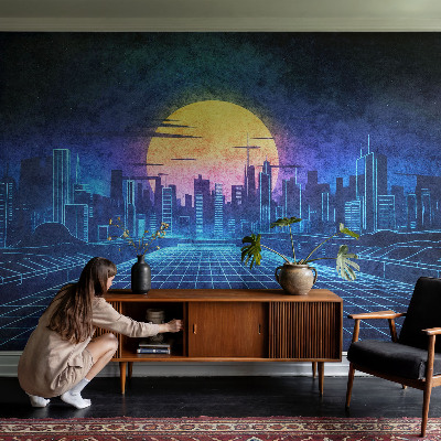 Autocolante de parede fotográfico com paisagem futurista