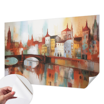 Papel de parede autocolante para quarto com estampa de paisagem urbana