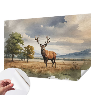 Papel de parede 3D com estampa de veado majestoso