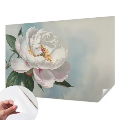 Papel de parede para criança com estampa de peônias em tons delicados