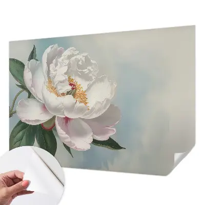 Papel de parede para criança com estampa de peônias em tons delicados