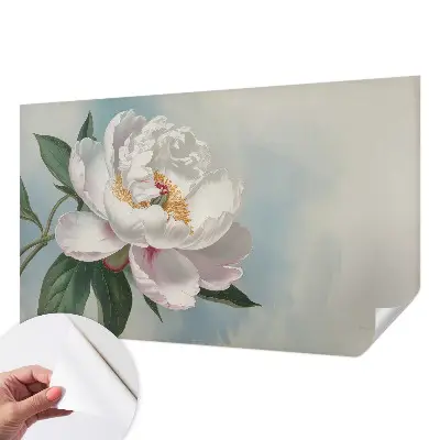 Papel de parede para criança com estampa de peônias em tons delicados