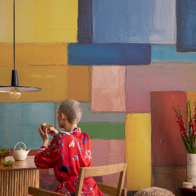 Papel de parede autocolante para sala Retângulos coloridos