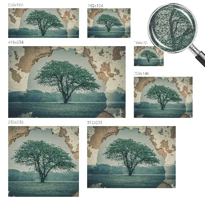 Papel de parede autocolante com estampa de uma árvore solitária