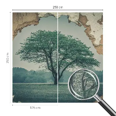 Papel de parede autocolante com estampa de uma árvore solitária