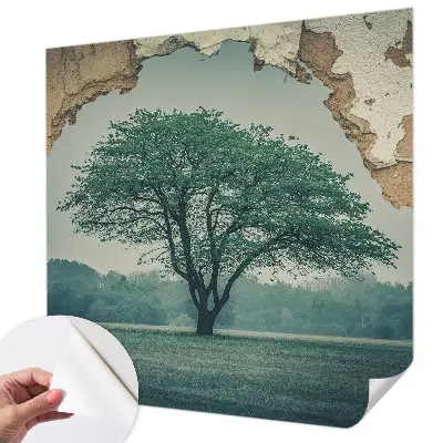 Papel de parede autocolante com estampa de uma árvore solitária