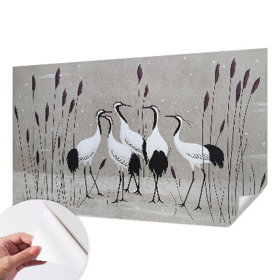 Papel de parede autocolante para sala Um bando de grous