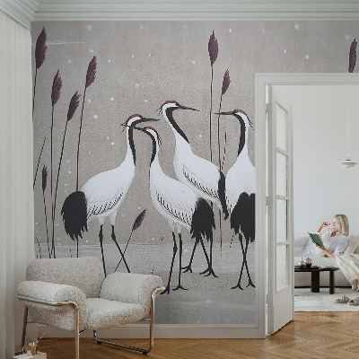 Papel de parede autocolante para sala Um bando de grous
