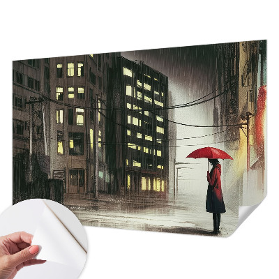 Papel de parede autocolante para quarto com estampa de cidade chuvosa