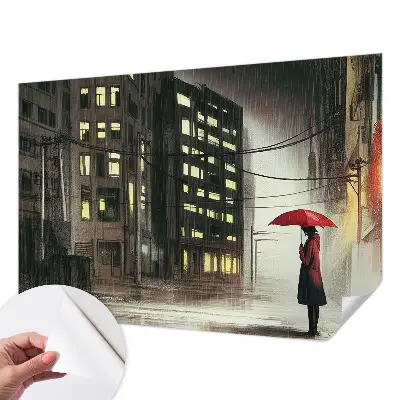 Papel de parede autocolante para quarto com estampa de cidade chuvosa