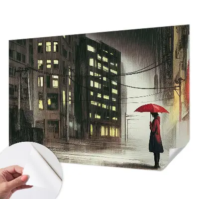 Papel de parede autocolante para quarto com estampa de cidade chuvosa