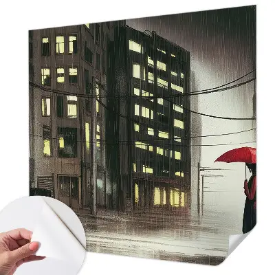 Papel de parede autocolante para quarto com estampa de cidade chuvosa