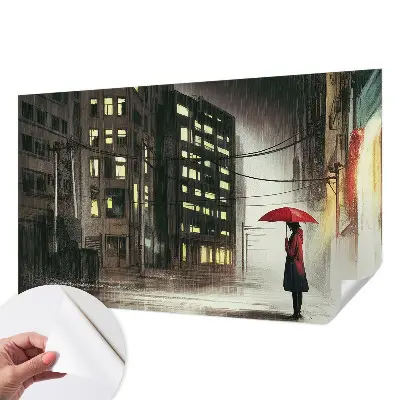 Papel de parede autocolante para quarto com estampa de cidade chuvosa