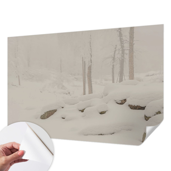 Papel de parede 3D floresta nevada