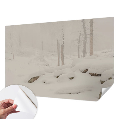 Papel de parede 3D floresta nevada