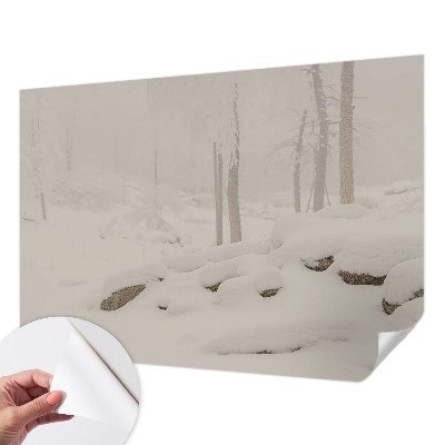 Papel de parede 3D floresta nevada