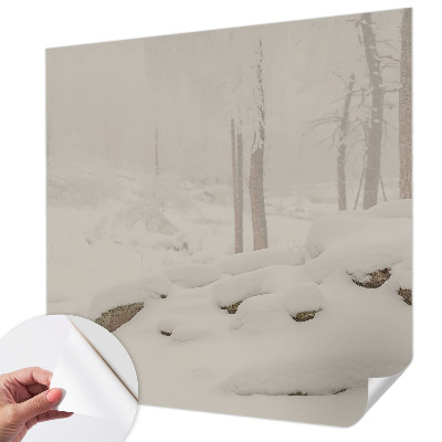 Papel de parede 3D floresta nevada